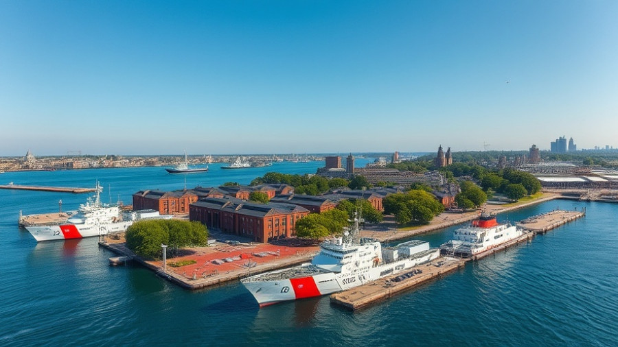 Coast Guard ships docked in San Francisco, with cityscape in background.