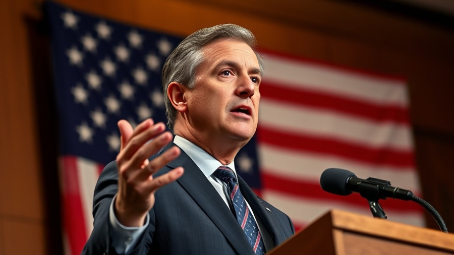 Confident speaker discusses U.S. military strikes on drug cartels, American flag behind.