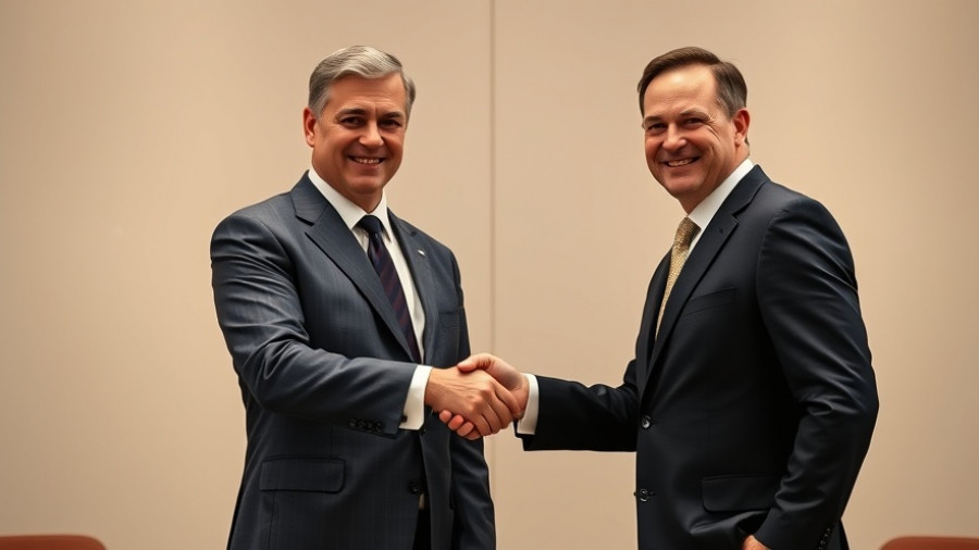 Two men shaking hands in a formal setting, Hungary exemption meeting.