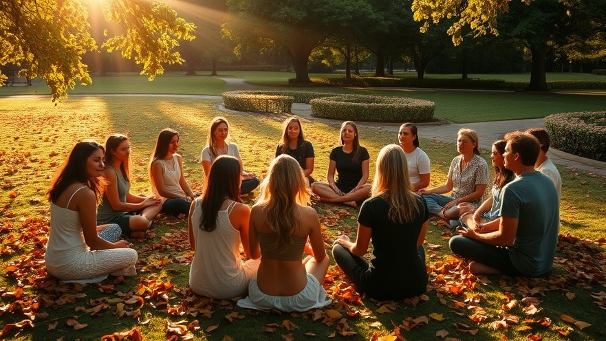 Diverse group practicing mindfulness in nature, embodying holistic health and natural healing.