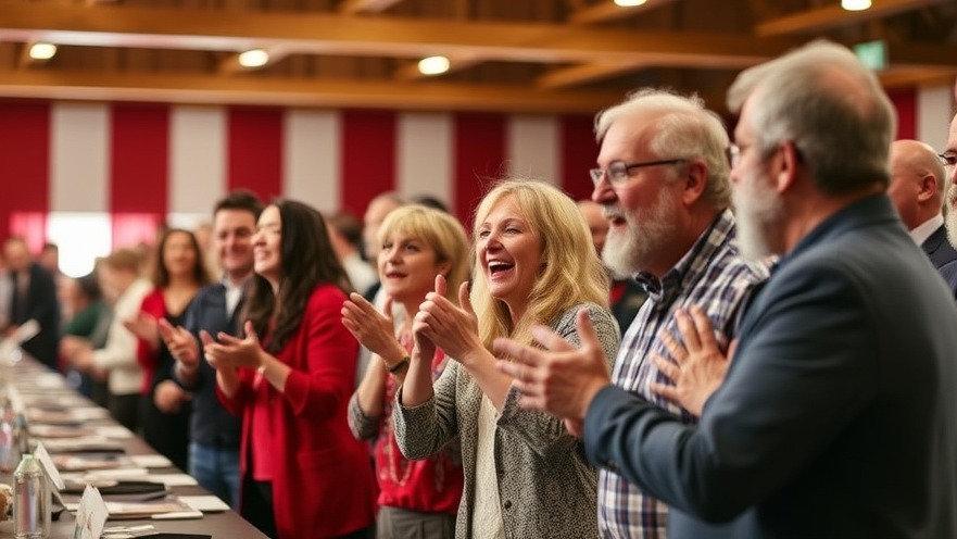 Excited bidders at a real estate auction showcasing buyer psychology.
