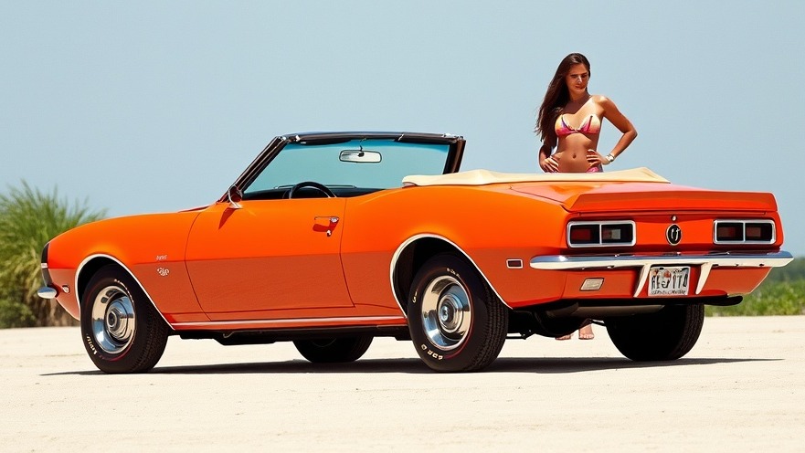 1968 Chevy Camaro RS Convertible with women in bikinis, showcasing local car culture.