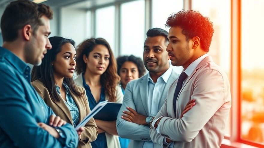 Diverse professionals discussing business growth strategies in a modern office.