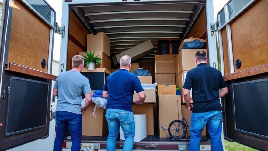 Three men loading a moving truck, showcasing relocation trends and urban migration.