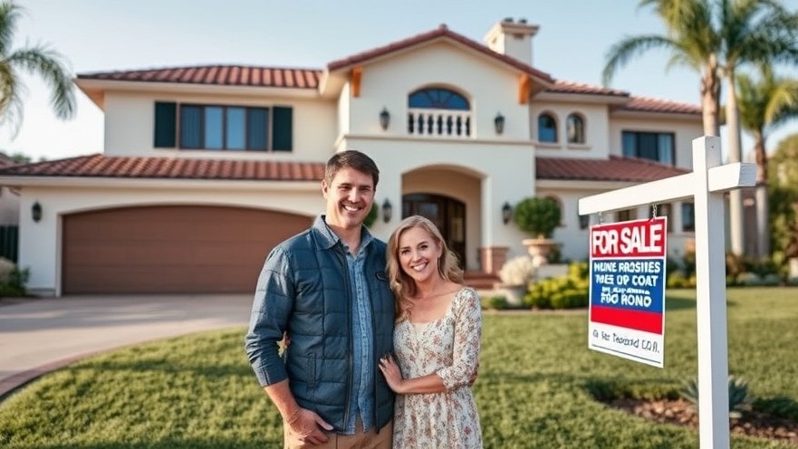 Couple in front of a $3M Carlsbad home, showcasing North San Diego Coastal real estate.