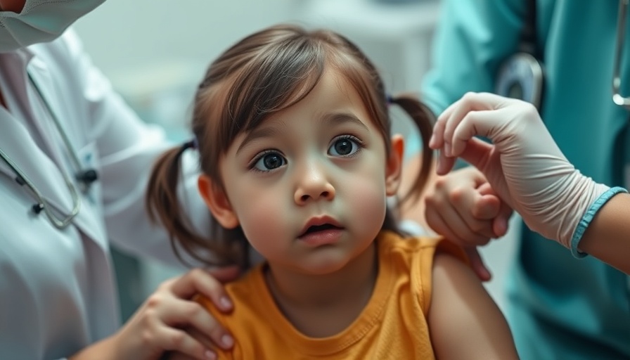 Child receiving vaccination, emotional scene in clinic, pediatric care.