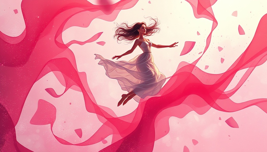 Surreal female figure among abstract menopause red flags shapes