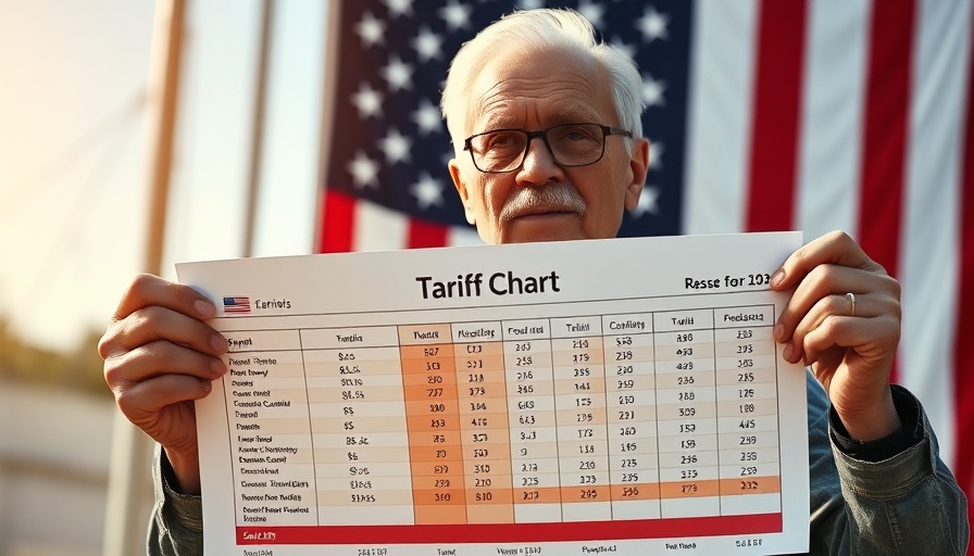 Trump tariffs impact on U.S. manufacturing during speech with tariff chart.