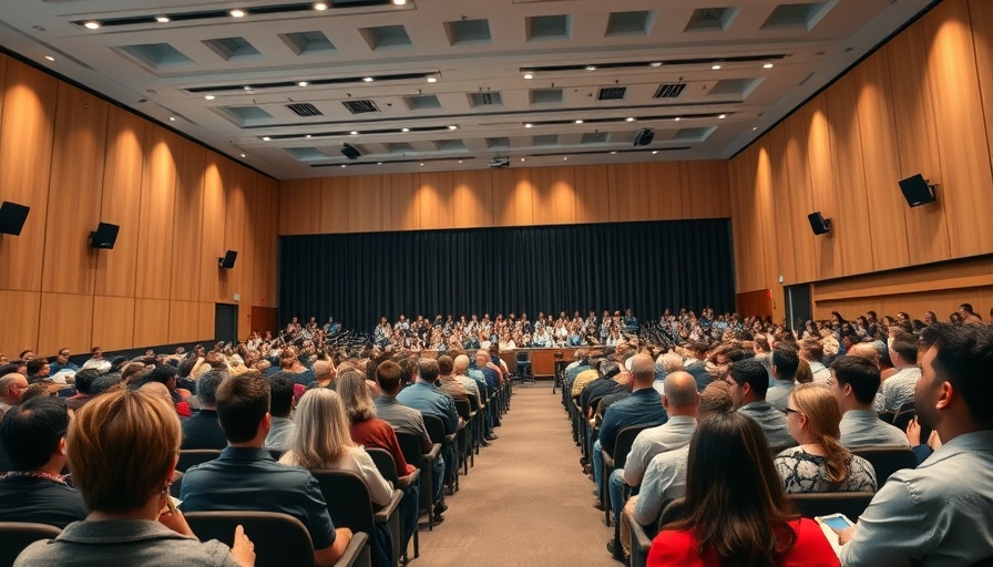 Audience at San Diego County presentation in modern auditorium