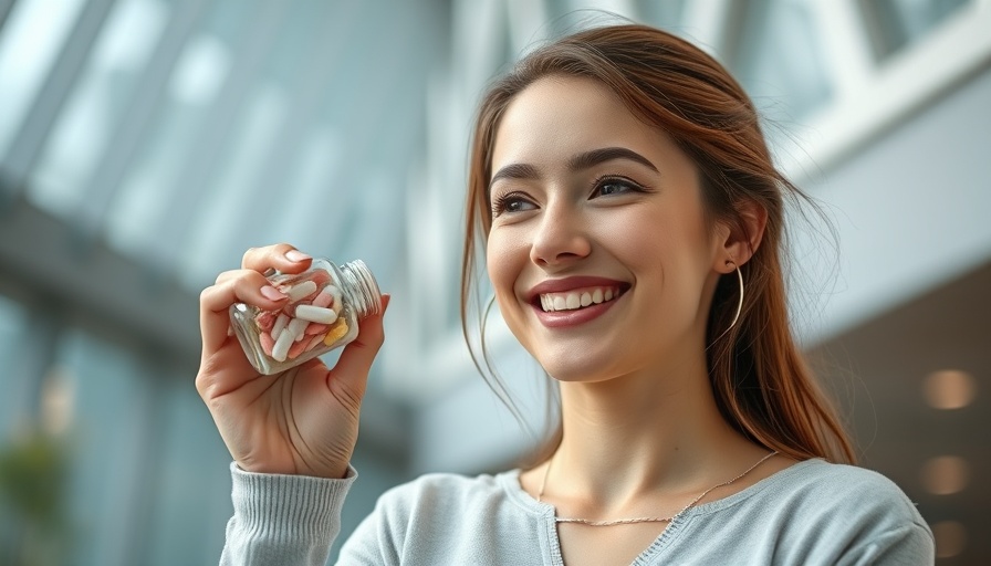 Young woman taking hormone balance supplements outdoors.