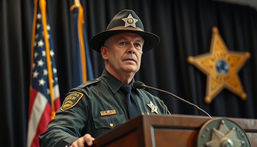 Sheriff speaking at podium during Republican governorship in California event.