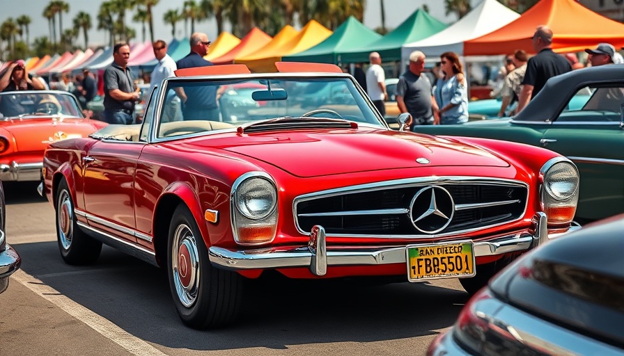 Classic car show in San Diego with vintage Mercedes convertible, fun things to do this week.