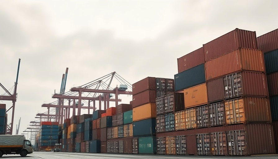 Industrial port with shipping containers and cranes in North County San Diego.