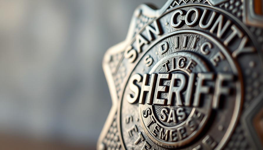Close-up of San Diego County Sheriff's badge with detailed texture.