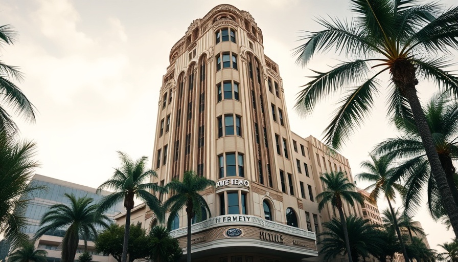 Art Deco building in San Diego under a sunny sky.