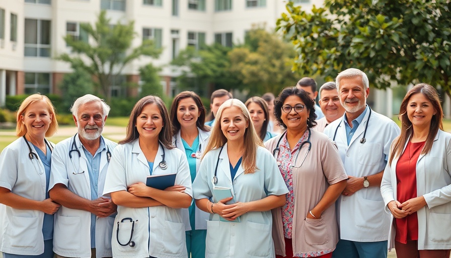 Friendly group of healthcare professionals and patients at North County San Diego cardiac care facility.
