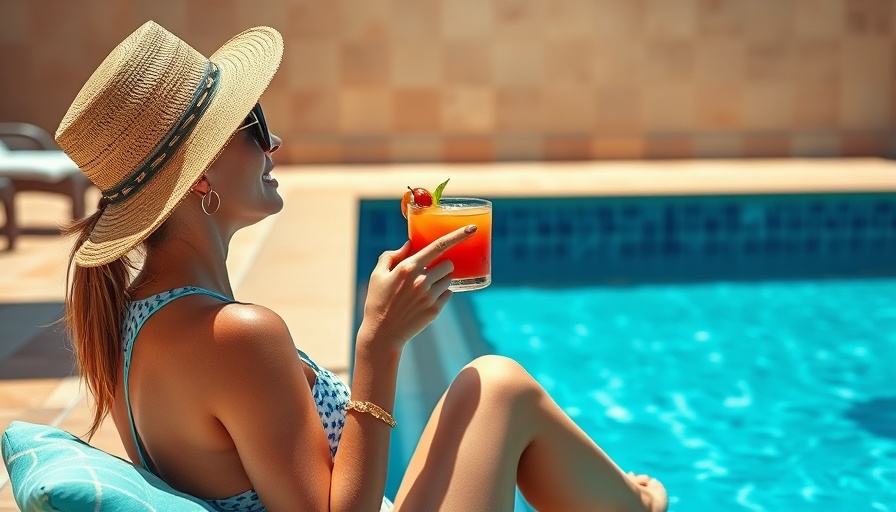 Alma Hotel Leave of Absence reopening: Poolside relaxation with cocktail and salads.