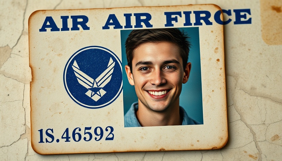 Vintage ID card showing young man and Air Force insignia.
