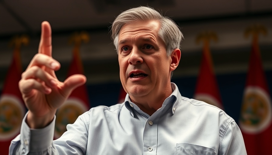Politician at press conference discussing Florida bans fluoride in drinking water.