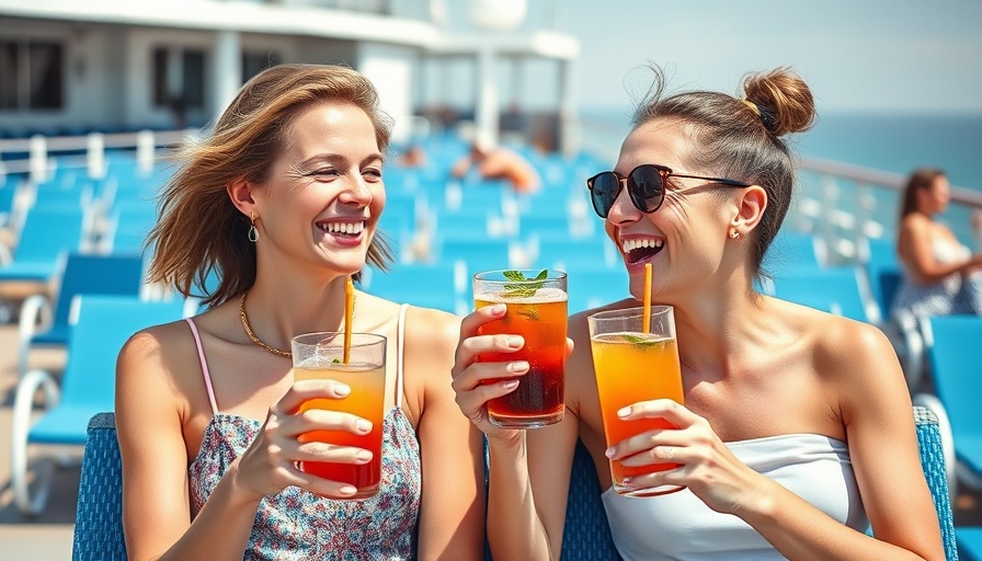 Couple enjoying drinks on a cruise deck, sunny Disney cruise tips.