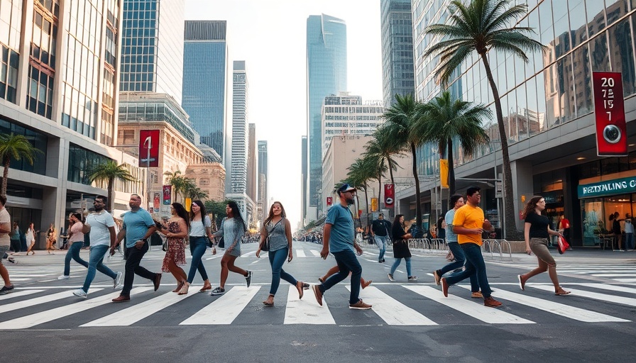 Walking Pico Boulevard for health and wellness in a bustling urban environment.
