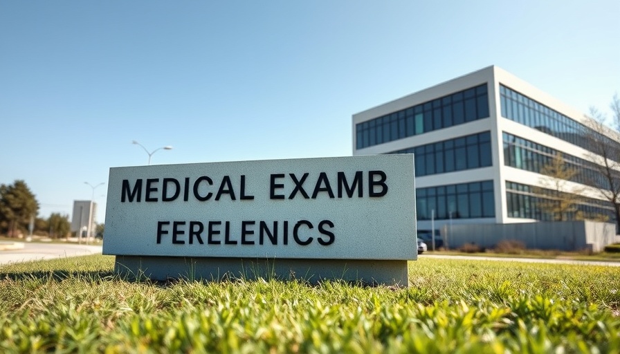 North County Medical Examiner and Forensic Center exterior sign with building background.