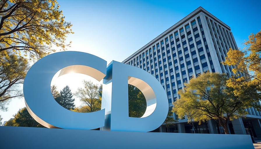 CDC building sign with modern architecture.