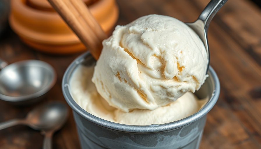 High-protein dairy-free ice cream scooped close-up.