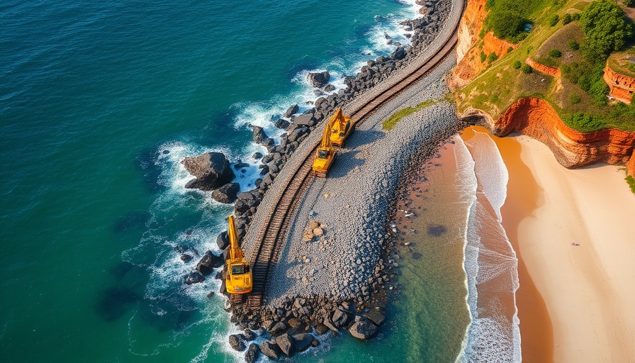 Pacific Surfliner North County San Diego railway construction along coast.