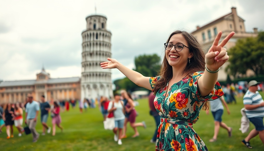 Woman enjoying Disney Fantasy Mediterranean Cruise Experience at Pisa.