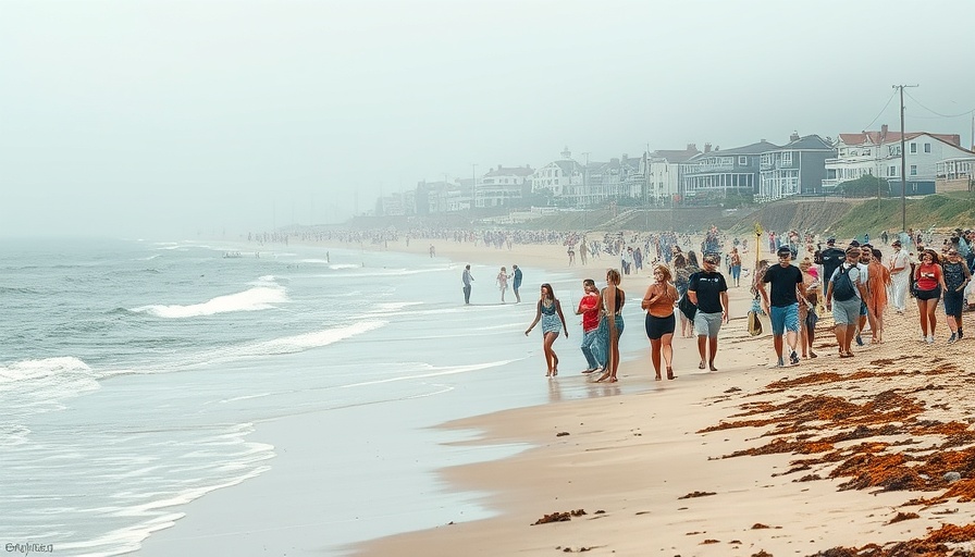 North County beach scene with lively beachgoers enjoying the weather.
