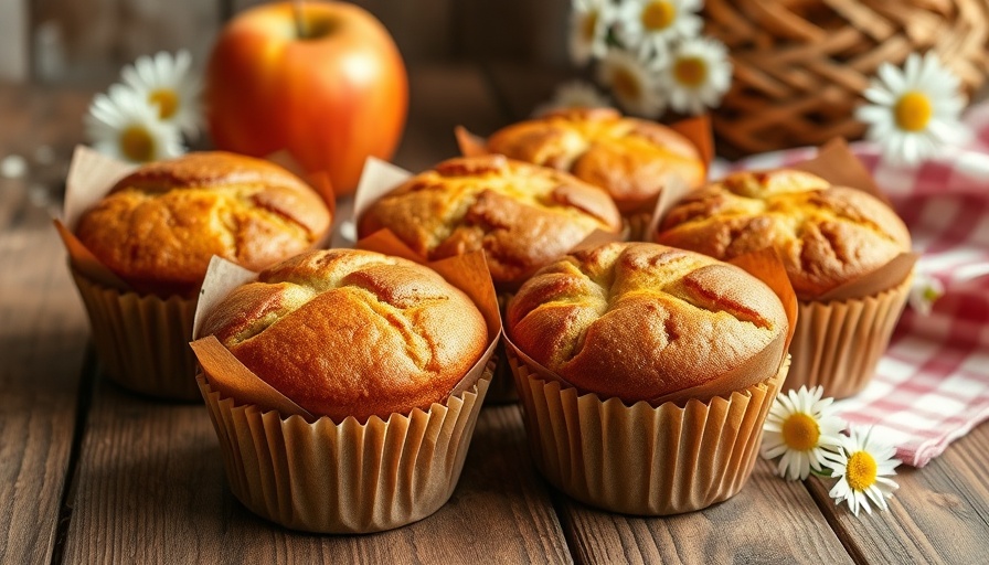 Bakery-style buffalo yogurt morning glory muffins on a rustic table.