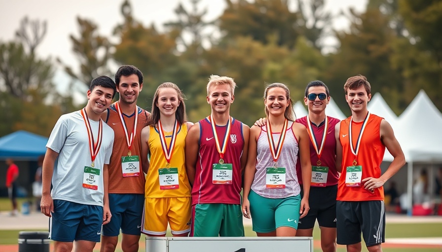 Young athletes celebrate at a track meet in California.