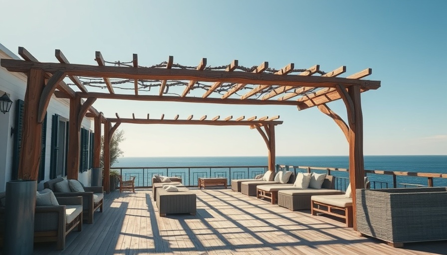Wooden pergola vs sugi wood and western red cedar on deck by sea