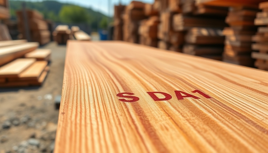 Close-up of Western Red Cedar plank at lumber yard.