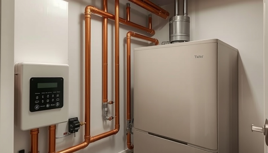Efficient modern boiler installation with copper pipes in utility room.