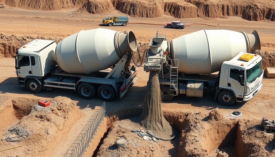 Concrete mixer trucks at construction site, Concrete Supplier Selection