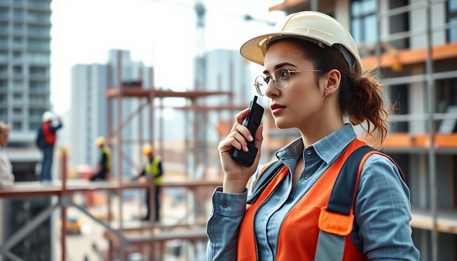 Female construction manager at site in Toronto, overseeing project.