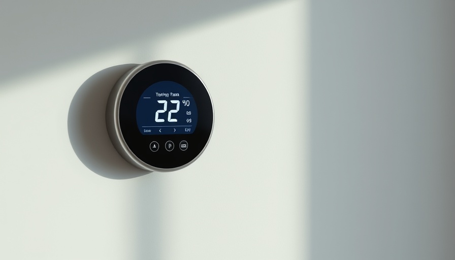 HVAC system lifespan: Modern thermostat display on wall.