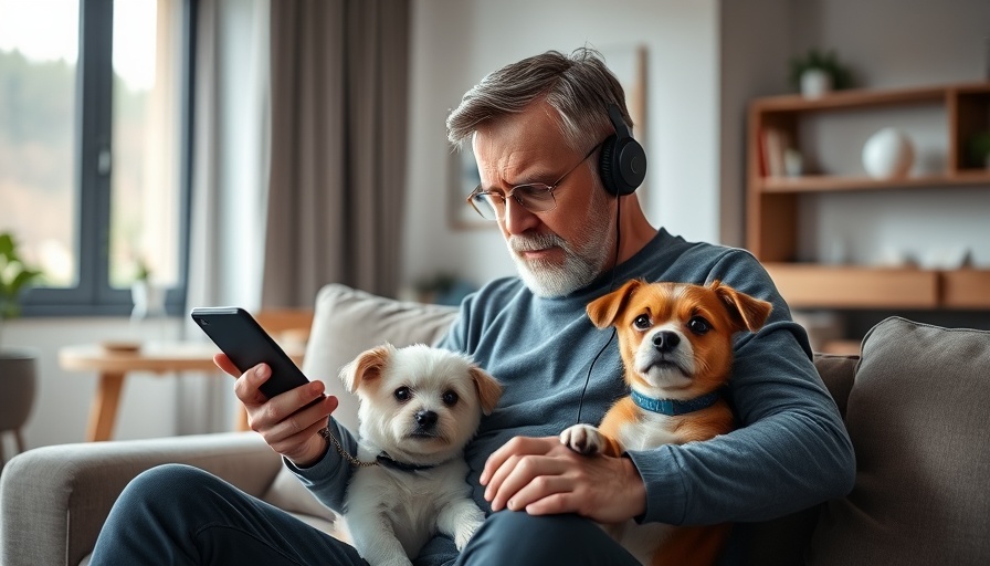 Smart home gifts for a cozy living space with a man and a smart speaker.