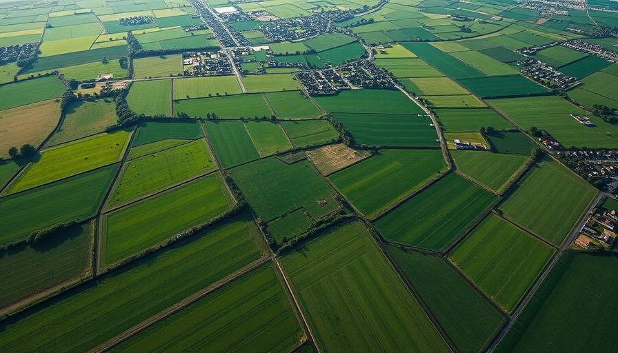 Satellite mapping over fields showcasing smart home technology integration.
