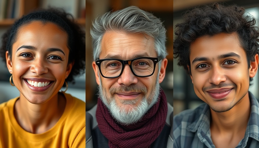 San Diego local news portrait trio, diverse expressions.