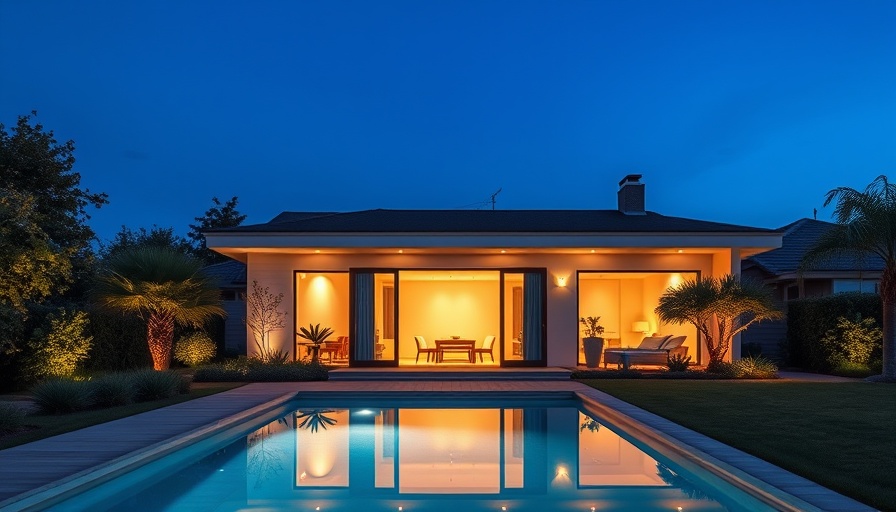 San Diego housing market one-story home with pool at dusk