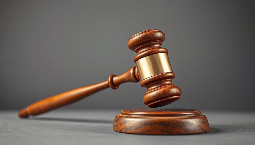 Gavel on wooden surface, San Diego breaking news element.