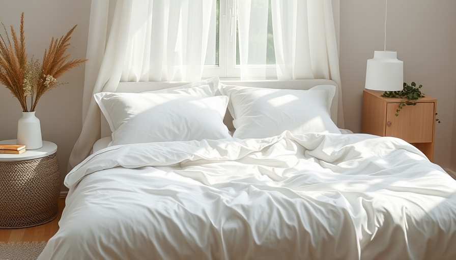 Summer bed layering with white sheets and bedside floral arrangement.