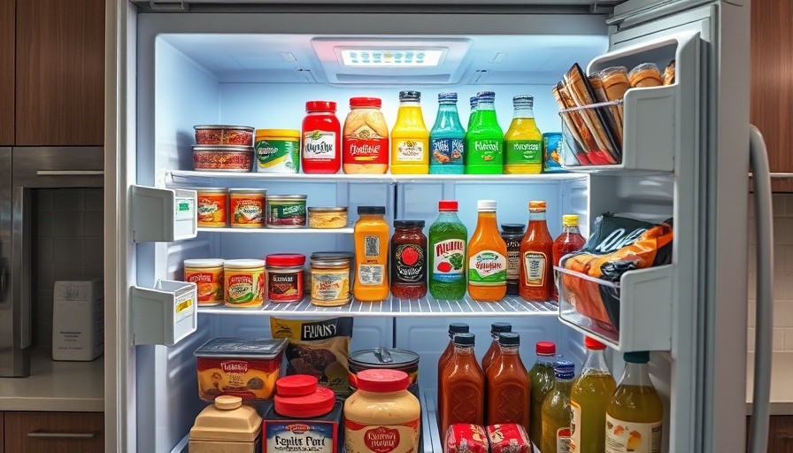 Open refrigerator showing food and drinks inside, illustrating common refrigerator problems.