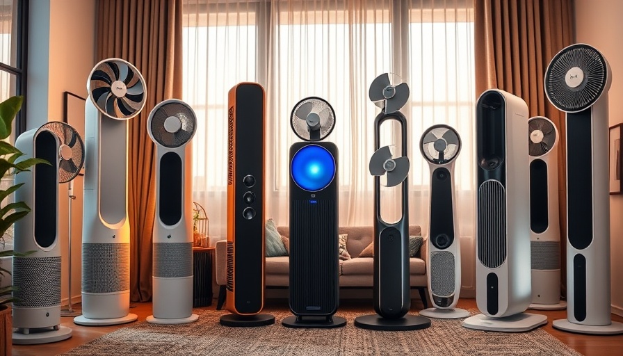 Collection of smart home tower fans in a cozy home setting.