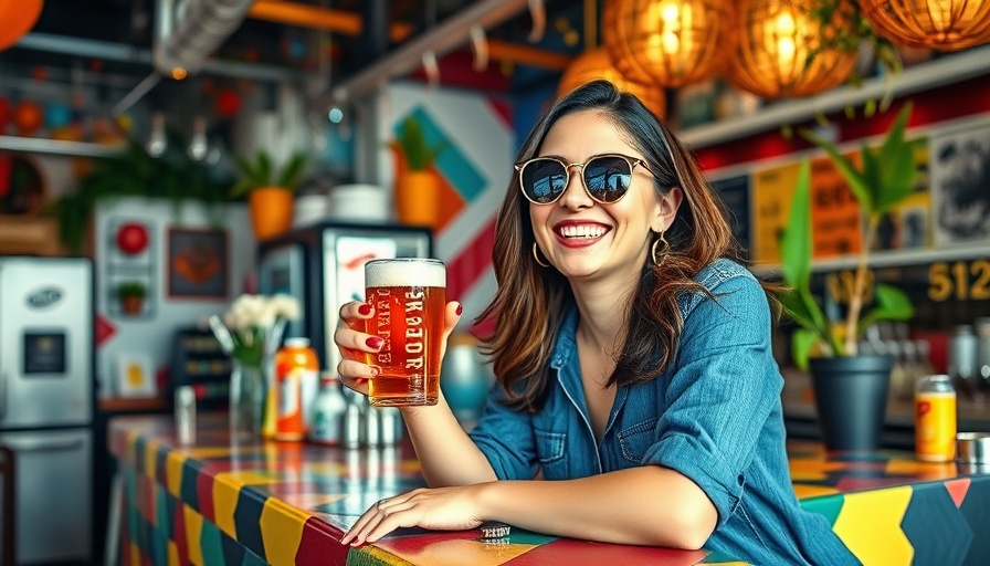 Mujeres Brew House San Diego vibrant atmosphere with cheerful patron.