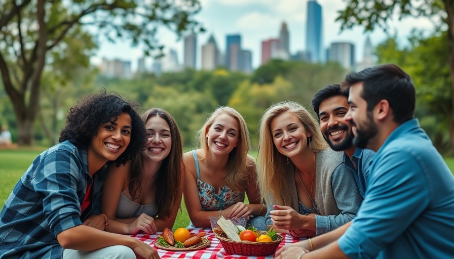 Group enjoying a picnic in San Diego park, April event fun