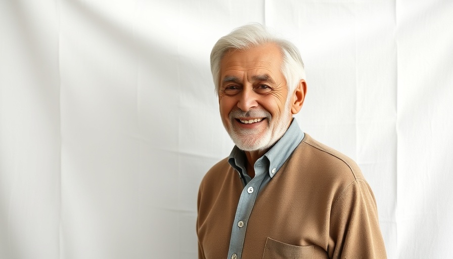 Confident older man smiling warmly, representing homeownership success.